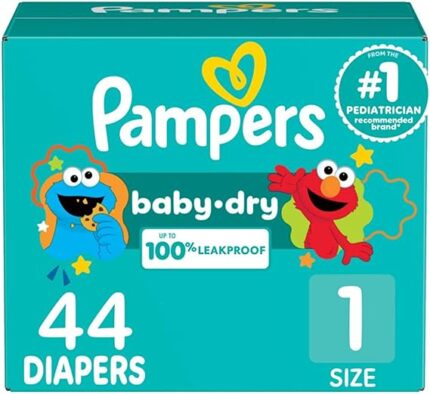 Pampers Diapers - Baby Dry - Size 1, 44 Count, Absorbent Disposable Infant Diaper (Packaging May Vary)