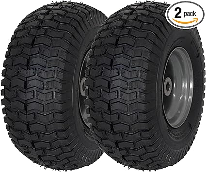 MARASTAR 21446-2PK 15x6.00-6 Tire and Wheel Assembly, Pneumatic Replacement Lawn Mower Front Tires Compatible with Craftsman Riding Lawn Mowers, 2 Pack, Easy Install Assembly